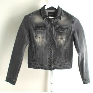 Rock & Republic Gray Denim Jacket American Flag Back Patriotic Women's‎ Size M